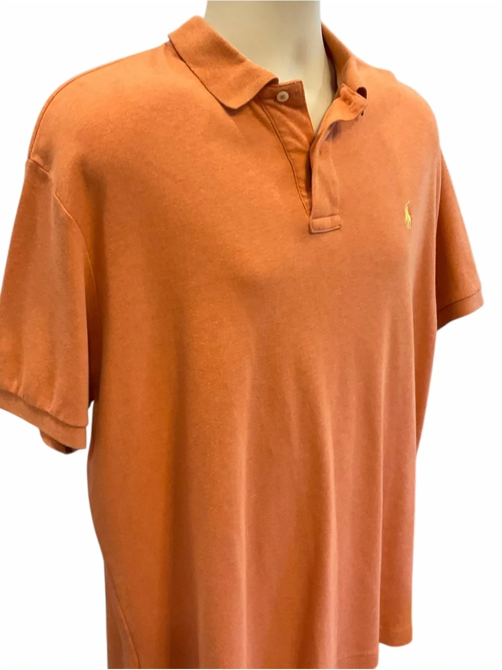 Polo by Ralph Lauren Mens Knit Polo Sz Large Heathered Orange Short Sleeve Fall